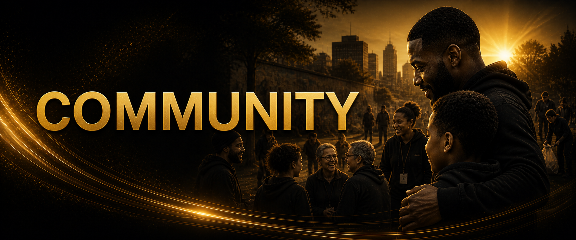 Community members standing together
